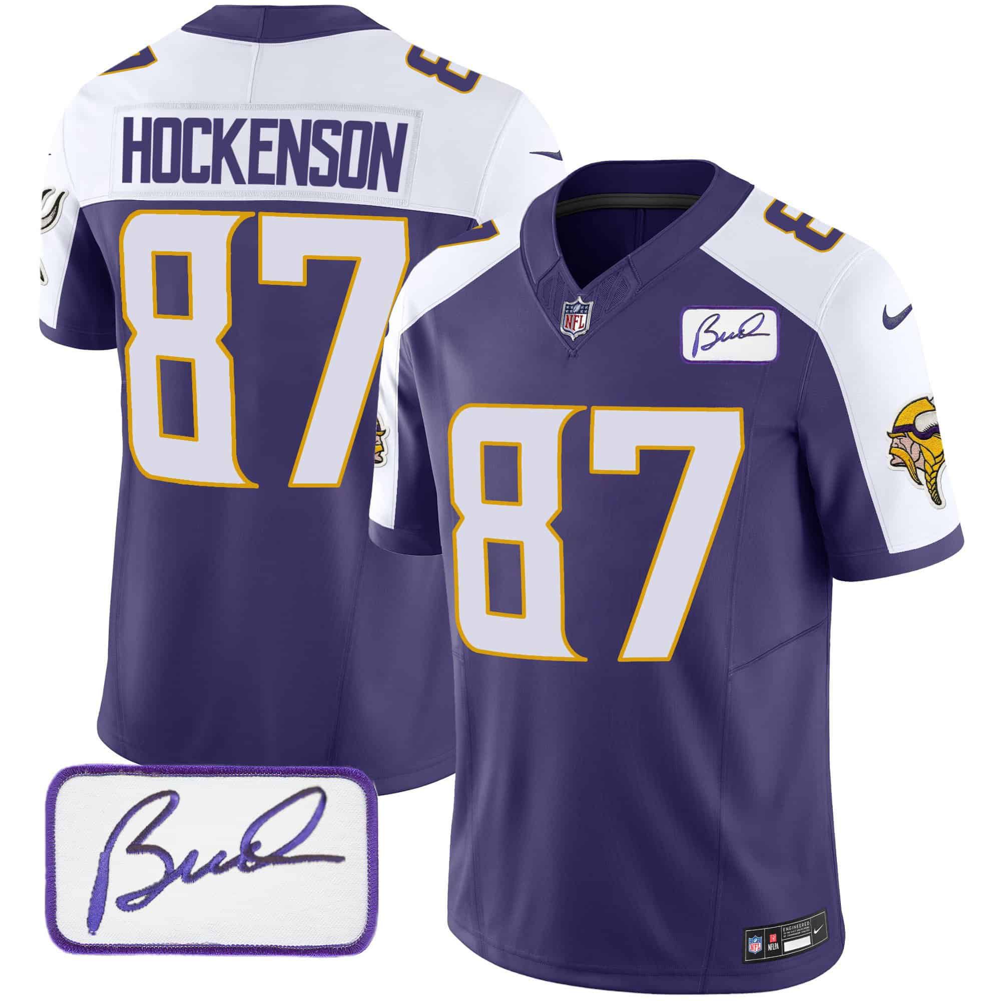 Men Minnesota Vikings #87 Hockenson Purple 2024 Nike Bud Grant Patch Classic Limited NFL Jersey style 2->indianapolis colts->NFL Jersey